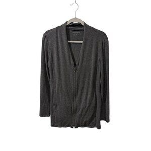 Eileen Fisher Gray Zip-Front Long Sleeve Lightweight Cardigan Sweater S/P Italia